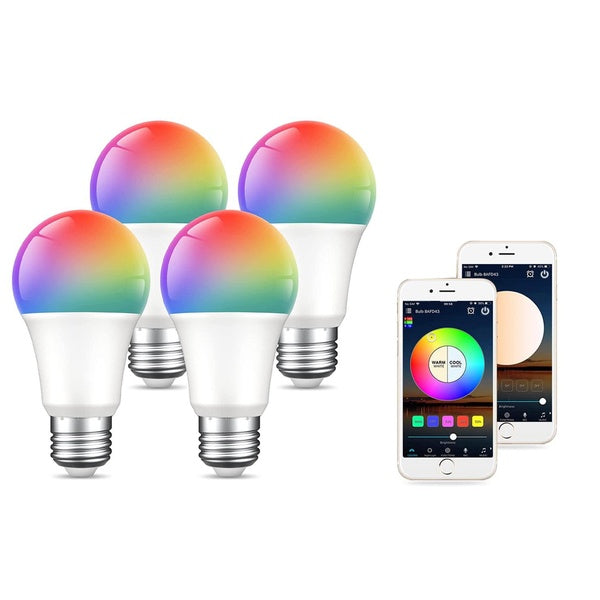 4pcs Intelligen Bulb E27 A60 Dimmable Tuya APP RGBW Light Led Lamp Ampoule For Smart Home Decor