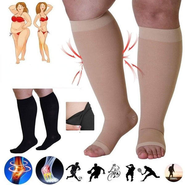 1-2 Pairs Plus Size Compression Socks For Men And Women Wide Calf Extra Large Comfortable Cotton Compression Socks Women & Men Circulation For Runnin