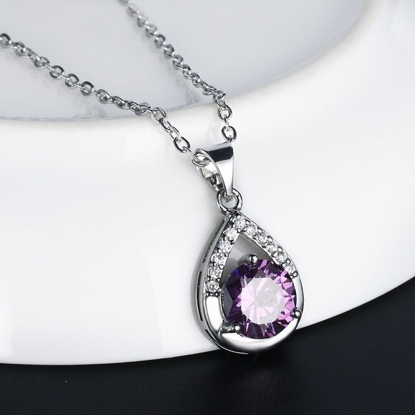 2021 Bijoux De Mode Mariée De Mariage Zircon Collier Femmes Charme Cristal En Acier Inoxydable Chaîne Pendentif Collier