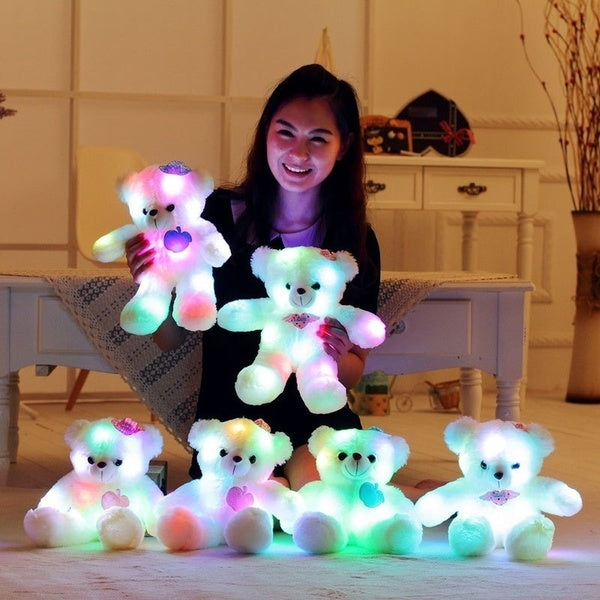 Lovely Plush Teddy Bear Doll Colorful Flashing LED Night Light Luminous Stuffed Bear Toys Birthday Gift for Children