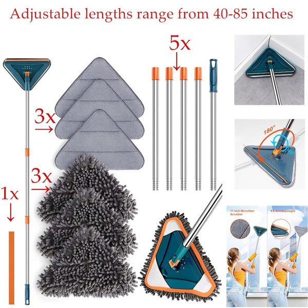 New Home Wall Cleaner With Long Handle 360° Rotatable Wall Mop, Baseboard Cleaner Wall Washer Cleaner Tool For Walls-Floors-Ceiling Fans-Baseboard-Du
