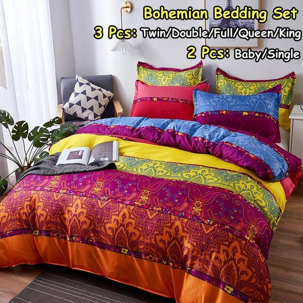 Bohemian Mandala Flower Quilt Reversible Quilt Cover Bedding Bedclothes with Pillowcase Quilt Cover Comforter Set Boho 2-3 Pcs Bedding Set Duvet Cove
