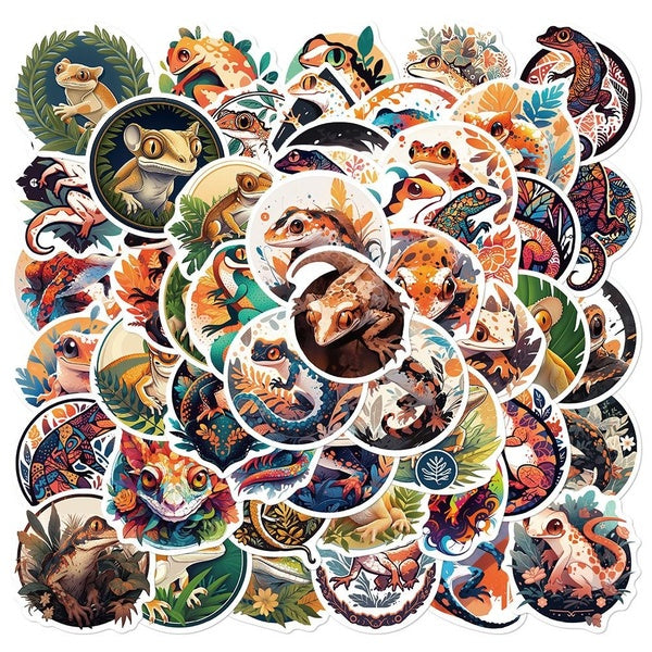 10-50Pcs Reptile Animal Sticker Lizard Gecko Graffiti Stickers for DIY Luggage Laptop Skateboard Motorcycle Bicycle Stickers