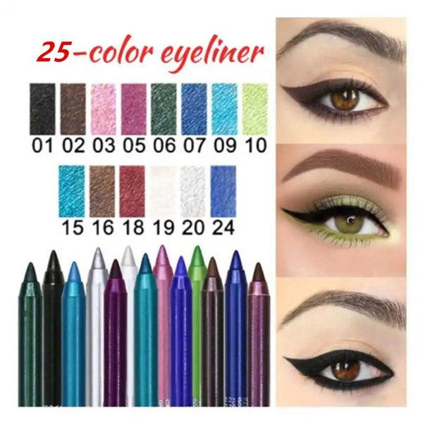 25 Color 1pcs Long-lasting Not Blooming Eyeliner Pencil Waterproof Pigment Eyeliner Pen Women Fashion Color Eye Makeup Cosmetics Tools