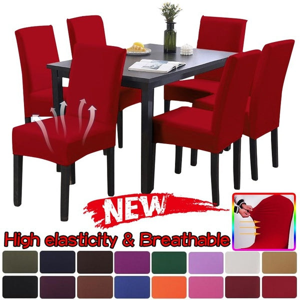New Upgrade Solid Color Chair Cover Spandex Stretch Elastic Slipcovers Chair Covers For Kitchen Dining Room Wedding Banquet Hotel 1-2-4-6Pcs