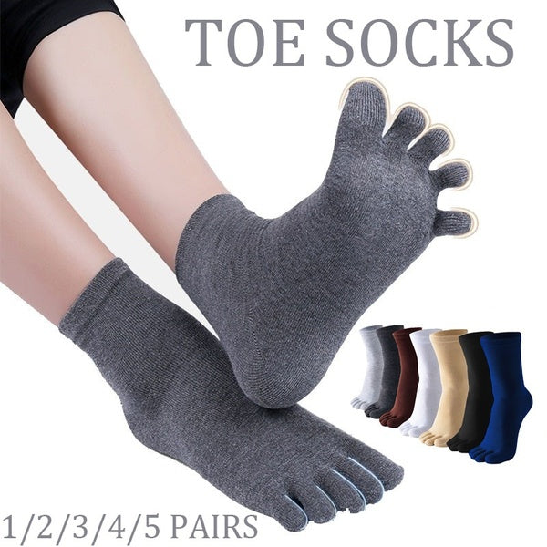 5-4-3-2-1 Pairs Mens Toe Socks Five Finger Separator Crew Socks Women Cotton Breathable Sport Running Socks
