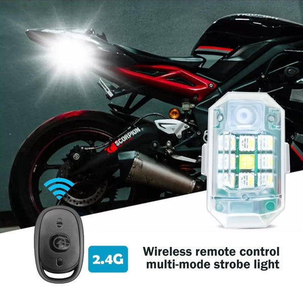Nouvelle télécommande sans fil LED lumière stroboscopique pour moto voiture vélo Scooter Anti-collision avertissement lampe Flash indicateur étanche