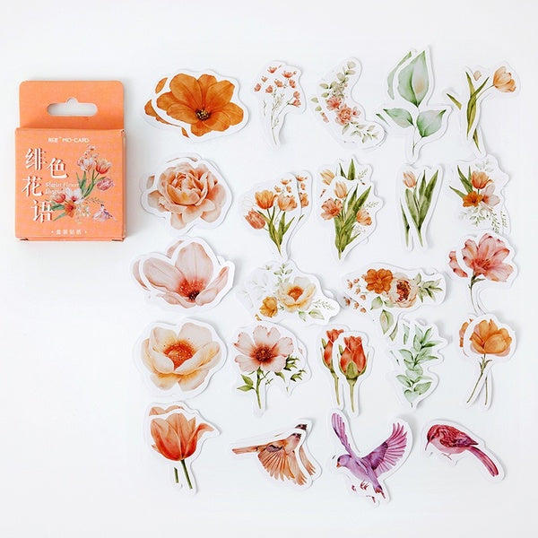 46Pcs-box Mini Flower Stickers Photocard Decor Diy Photo Album Diary Laptop Phone Material Journal Scrapbooking Decoration