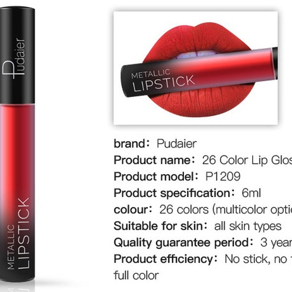Health & Beauty Pudaier Brand New Matte Liquid Lipstick 26 Colors Waterproof Velvet Nude Purple Black Red Lip Tint Soft Lipgloss Lips Cosmetics