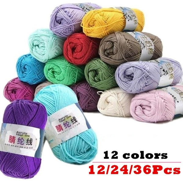 12-24-36Pcs Milk Cotton Yarn Comfortable Wool Blended Yarn Apparel Sewing Yarn Hand Knitting Scarf Hat Yarn Crochet Knitting Yarn