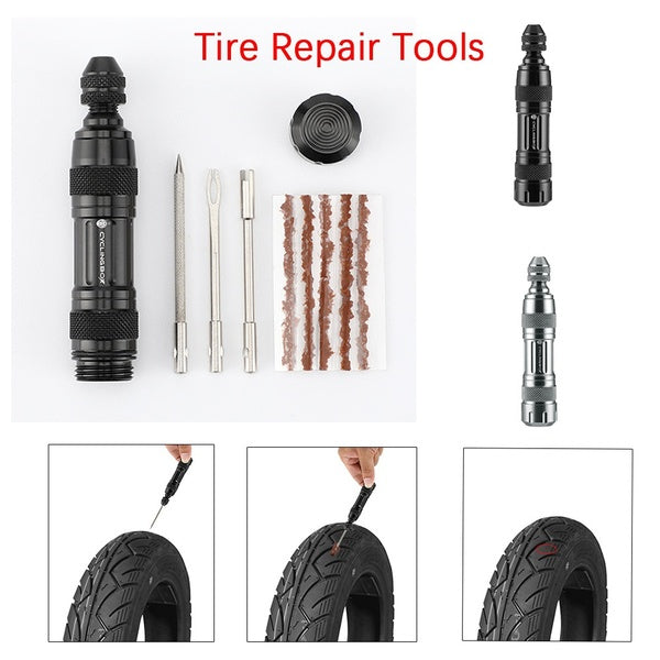 Tire Repair Tools Bicycle Repair Integrated Storage Mini Toolkit Aluminum Alloy Tire Puncture Repair Tool Tyre Repair for Mountain Bike-motorbicycle-