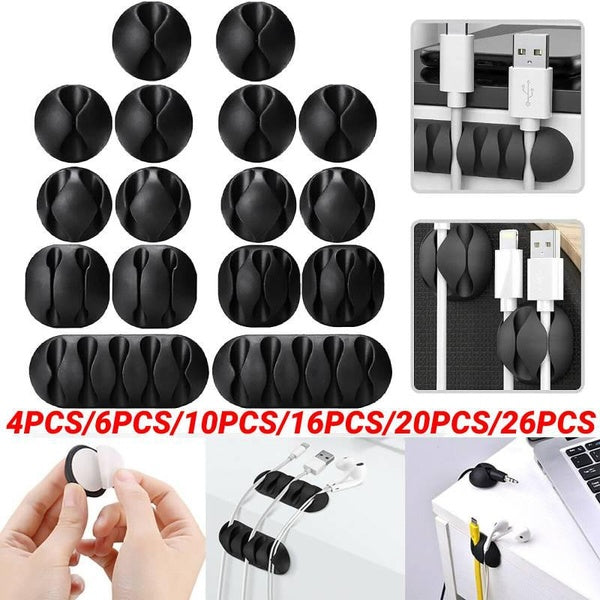 4pcs-6pcs-10pcs-16pcs Cable Clips Self Adhesive Cord Holders Cable Cords Management Silicone Cable Organizer Cable Winder Desktop Tidy for Organizing