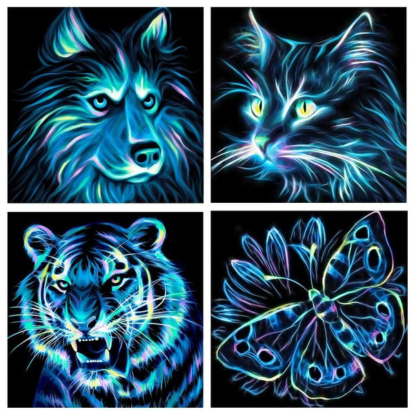 Animal Butterfly, Cat, Tiger, Wolf Art DIY 5D Diamond Painting Full Drill with Number Kits Home and Kitchen Fashion Crystal Rhinestone Cross Stitch E
