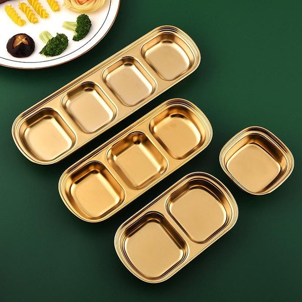 Kitchen Storage Dish Box Bowl Cup for Dip Seasoning Sauce Food Tableware Tray Metal Condiment Dish Dipping Plate Bar Cooking Container