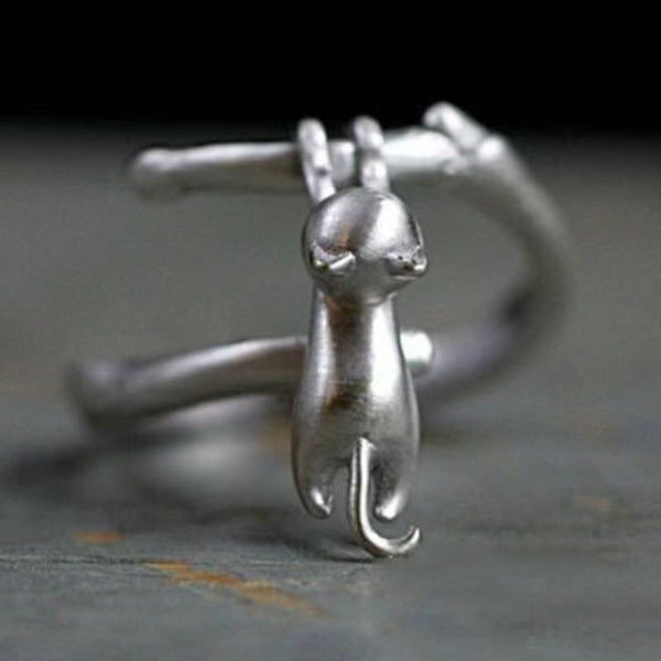 Creative Design 925 Sterling Silver Open Adjustable Cat Rings for Women Daily Casual Fashion Accessories Matron Inn