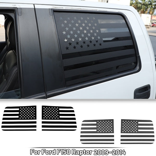 For Ford F150 Raptor 2009-2014 Rear Side Window Trim Sticker Cover Window Decal Guard American Flag Style 2 Pcs
