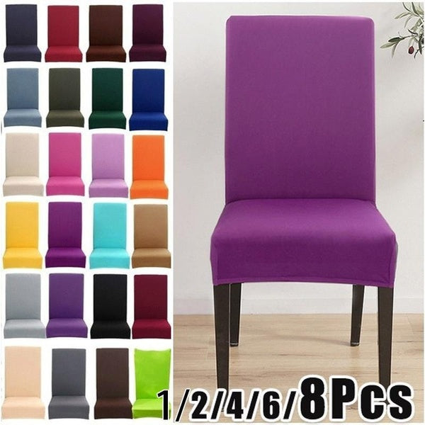 1-2-4-6-8 PCS Plain Chair Cover 21 Solid Color Spandex Elastic Removable Stretch High Back For Armless Chairs Wedding Hotel Banquet Home Supplies