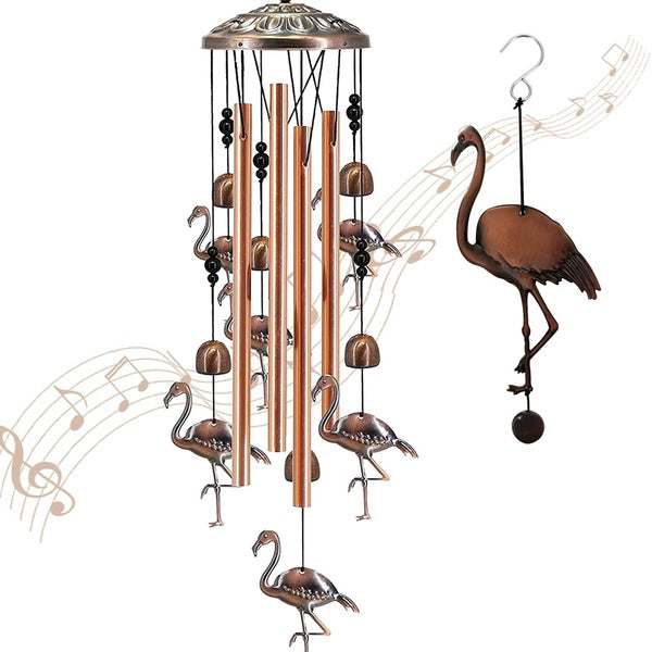 Wind Chimes For Outside，Flamingo Large Wind Chimes，Deep Tone With Metal Tubes & Hanging Hook Memorial Wind Chimes，Outdoor Porch Decor Windchime ，Wind