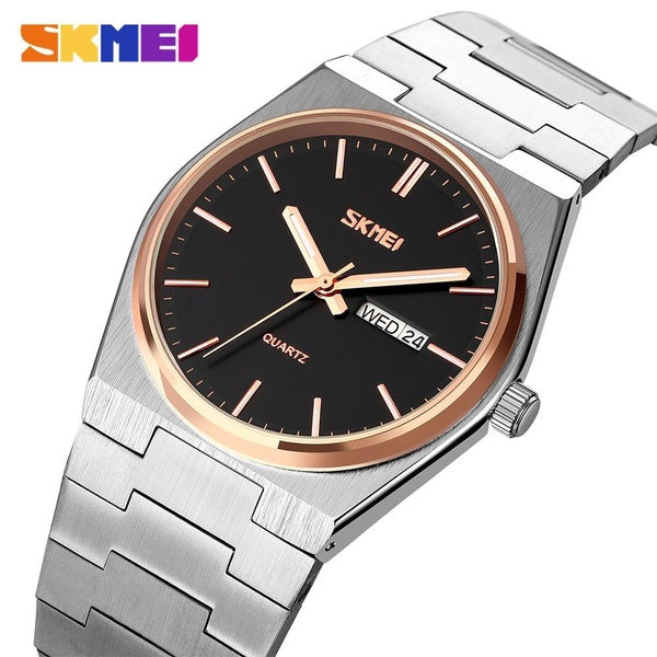 SKMEI marque japon mouvement à Quartz montre pour hommes affaires de luxe en acier inoxydable montres pour hommes lumineux 3Bar horloge étanche