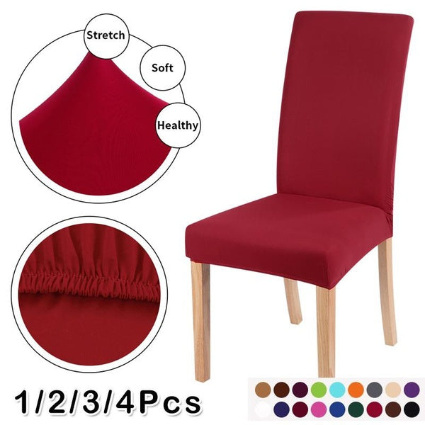 1-2-3-4PCS Elastic Solid Color Chair Cover Home Spandex Stretch Slipcovers Chair Seat Covers for Kitchen Dining Room Wedding Banquet Home