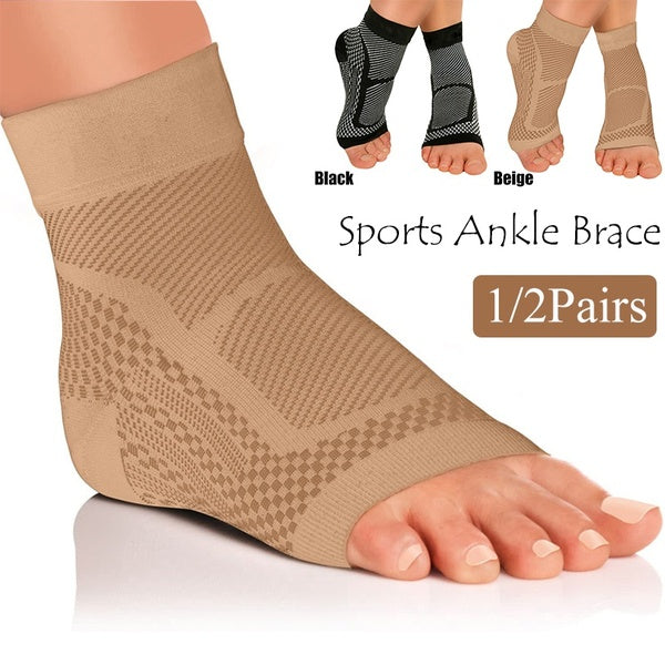 1Pair-2Pairs Anti Fatigue Compression Foot Sleeve Ankle Support Running Cycle Basketball Sports Socks Outdoor Men Ankle Brace Sock