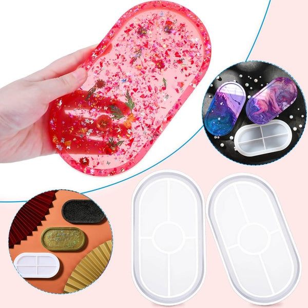 DIY Oval Plate Tray Resin Mold Crystal Silicone Mould for Epoxy Resin Handmade Home Table Decorations Craft Making Tool