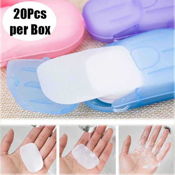 Portable 1-6 Boxes (10-120 Pieces) Travel Hand Soap Paper Multifunctional Aromatherapy Slice Cleaning Paper Disposable Boxed Mini Soap