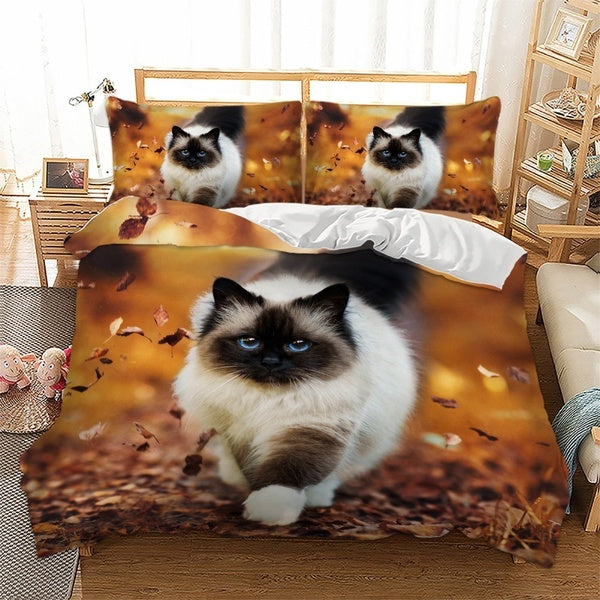 New 3d Bedding Set Bedding Queen Cute Cat Bedding Sets Bedding King Size Comforter Cover Set Single Duvet Cover Set Orange Double Bed Set Colchas De