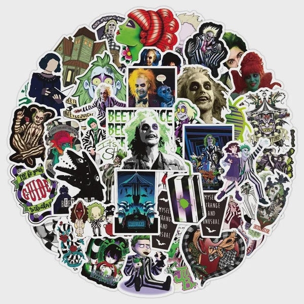 10-50pcs Tim Burton Beetlejuice Stickers Graffiti Stickers for DIY Luggage Laptop Skateboard Motorcycle Bicycle Stickers