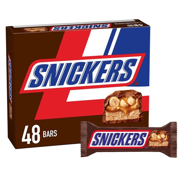 Snickers Milk Chocolate NFL Super Bowl Candy Bars, Full Size, 1.86 oz, 48 pk