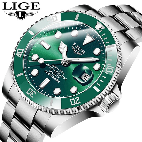 LIGE Top marque de luxe mode plongeur montre hommes 30M étanche Date horloge hommes affaires montre-bracelet à Quartz Uhren Herren