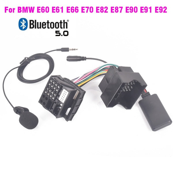 For BMW E60 E66 E70 E82 E87 E90 E92 Radio Harness Plug Microphone Handsfree Bluetooth 5.0 AUX Adapter