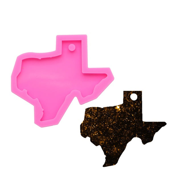 DY0201 Shiny Texas State keychains mold Pendant Polymer Clay DIY Jewelry Making glitter epoxy Key Chain Silicone Resin mold