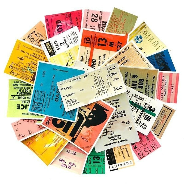 10-55Pcs Classic Rock Band Vintage Tickets Graffiti Sticker for Laptop Motorcycle Skateboard Luagage Decal Guitar Stickers