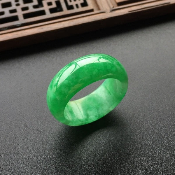 Natural Green Chinese Jewelry Gemstone Band Ring Jade Stones For Women Jewellery Emerald Wedding Engagement emerald rings