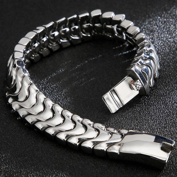 High Polished 316L Stainless Steel Bracelet for Men 16MM Width Dragon Keel Chain Men's Bracelets Boys Birthday Jewellery Gifts