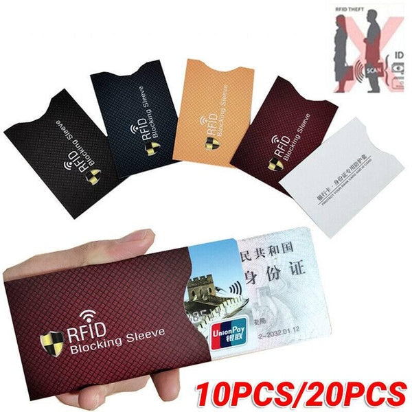 10pcs - 20pcs manchon de blocage RFID, antivol pour protecteur de carte de crédit RFID bloquant le porte-carte manchon peau étui couvre protection ét