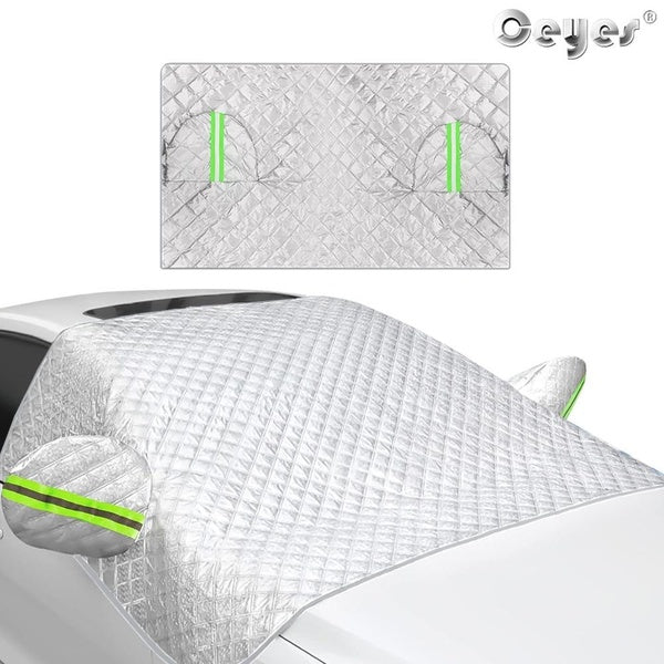 Ceyes Windshield Cover for Ice and Snow, Car Windshield Snow Cover 4-Layer Protection for Snow, Ice, UV, Frost Wiper & Mirror Protector, Windproof Su