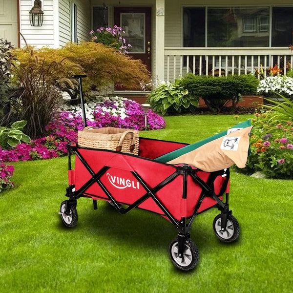 Collapsible Steel Frame Utility Wagon Outdoor Garden Cart