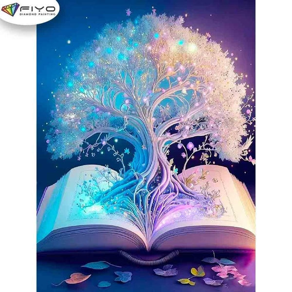 FIYO Books and Trees Diamond Painting Kits For Adults DIY 5D Diamond Mosaic Diamond Painting Home and Kitchen Fashion Canvas Pictures Wall Decoration