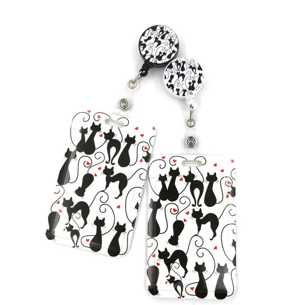 1 pc pattes de chat noir mignon carte couverture Clip longe rétractable étudiant infirmière Badge bobine Clip dessin animé carte d'identité porte-Bad