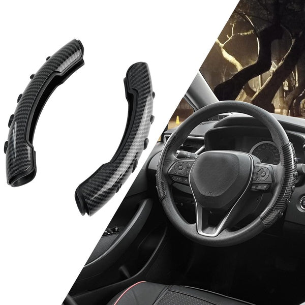 1Pair Universal Carbon Fiber Look Car Steering Wheel Cover with Anti-Slip Silicone Pad Good Grips Car Interior Accessories