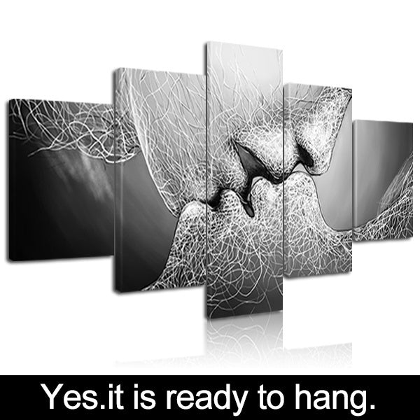 (Framed) Modular Wall Picture Canvas Art Love Kiss Abstract Fashion Wall Art Home Decor Ready To Hang