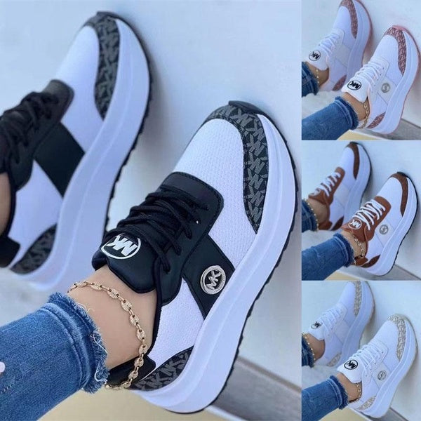 Ladies Platform Wedge Sneakers Walking Tennis Shoes Flats Skateboard Shoes Women's Lightweight Breathable Sneakers Mesh Casual Sneakers