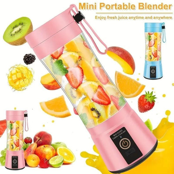 Portable USB Rechargeable Juicer Blender - 6 Blades, Multi-functionaMini Fruit and Vegetable Juicer Cup for Home, Office, and Travel -Perfect for Mak