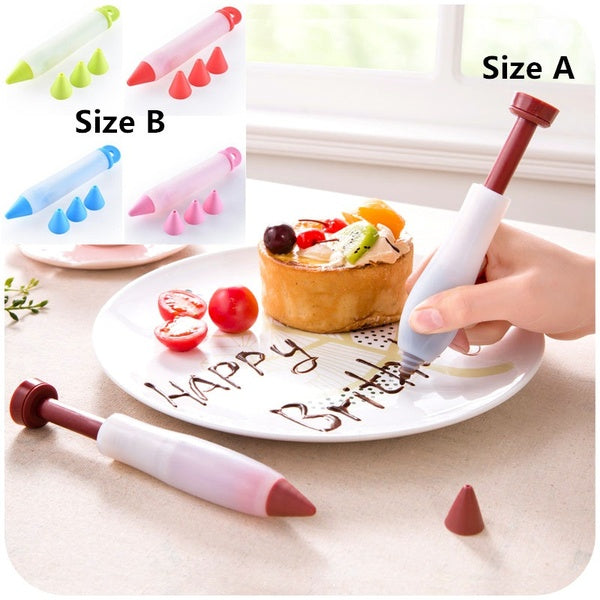 Silicone Icing Cream Pipe DIY Cake Cookie Pastry Cream Chocolate Syringe Decorating Pen Food Writing Pen For Cake Mold Cream Cup With Nozzles