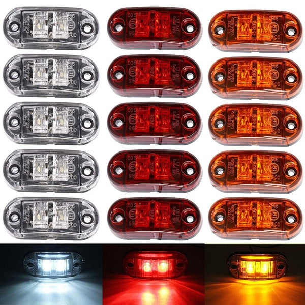 20-10PCS 12V-24V Universal LED Front Rear Side Indicator Marker Light for Truck RV Car Bus Trailer Van Caravan Boat - Ambre - Rouge - Blanc