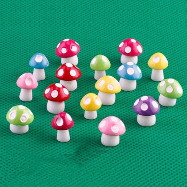 20Pcs Mushroom Fairy Garden Miniatures Accessories Resin Crafts Micro Landscape Matron Inn