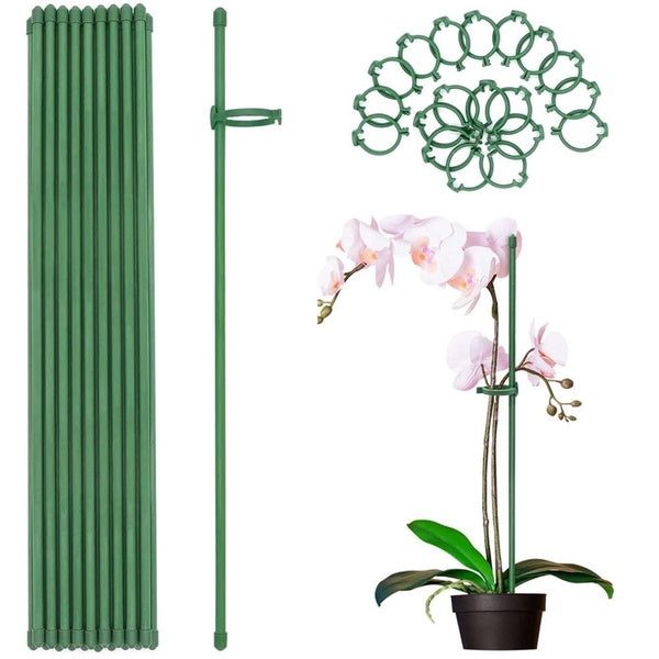 Plant Stakes Green Adjustable Garden Single Stem Plant Support Stakes,5-10-20Pcs Plant Support Sticks with Rings for Indoor and Outdoor Plants,Flower