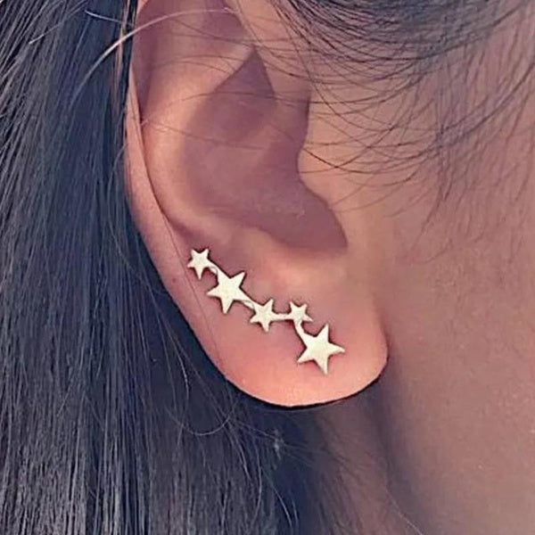 Trendy SSilver Plated Star Climber Earrings for Women Daily Casual Simple Accessories Matron Inn